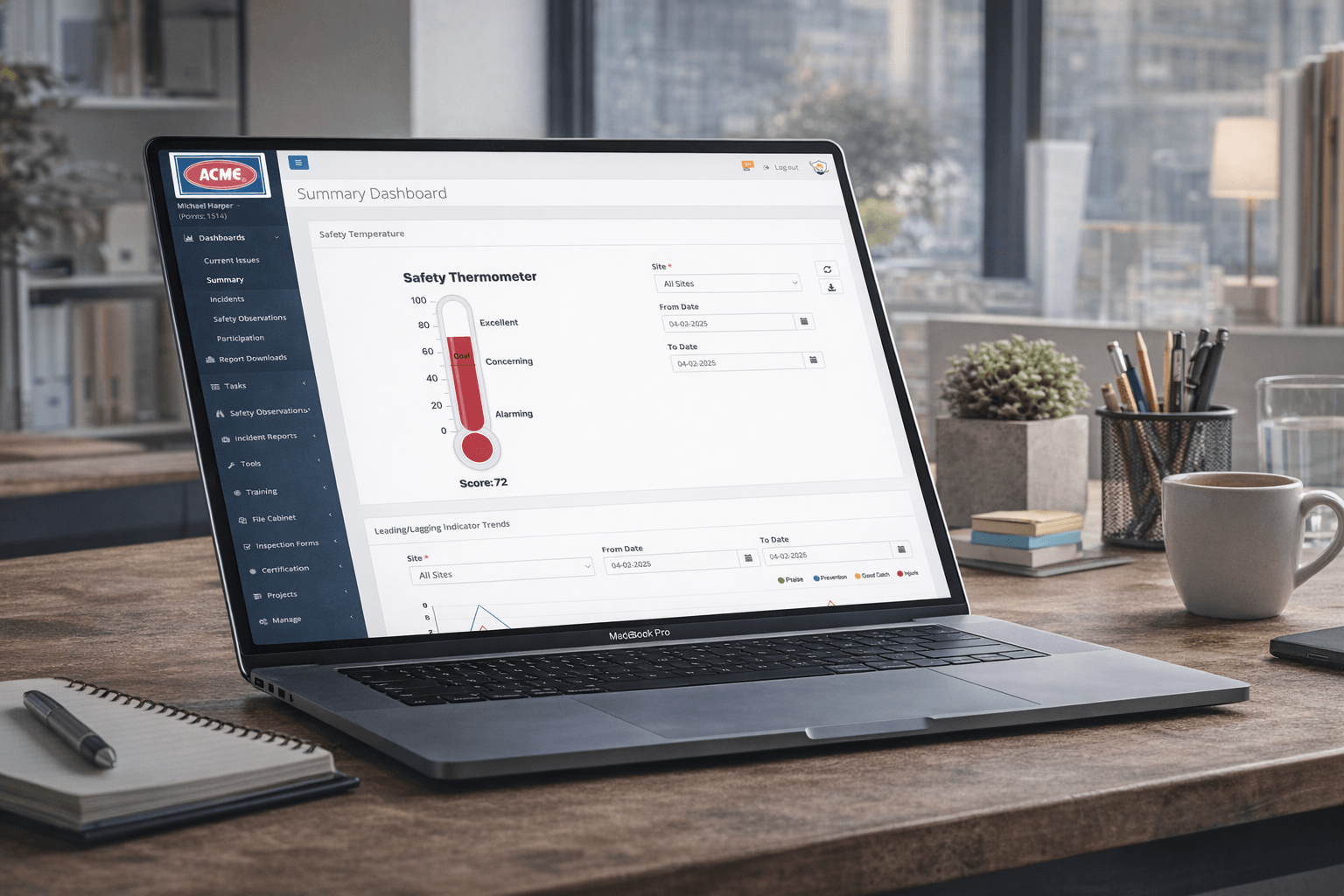 Safety dashboards and reporting in Simple Safety Coach