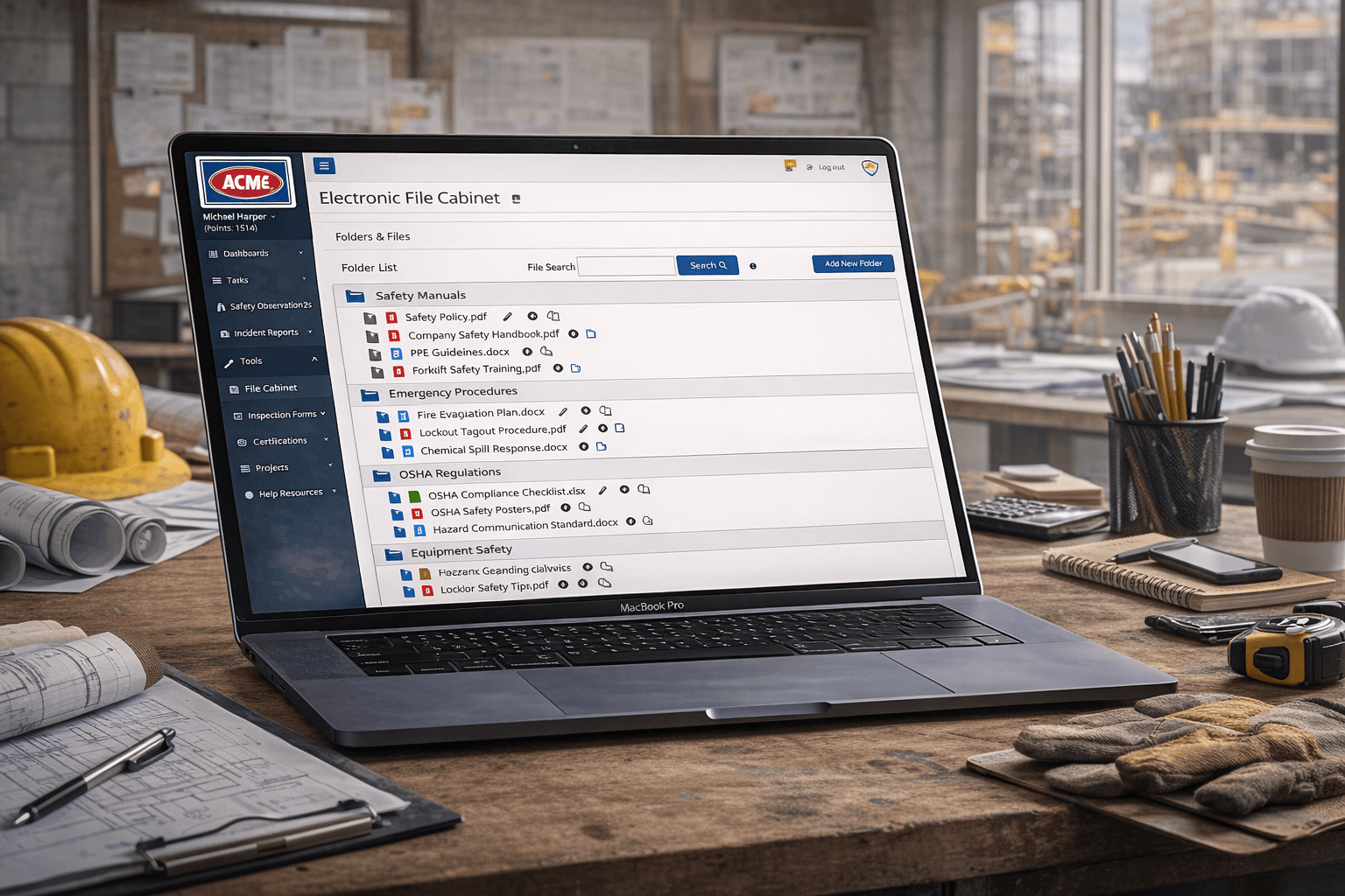 Electronic File Cabinet document management in Simple Safety Coach