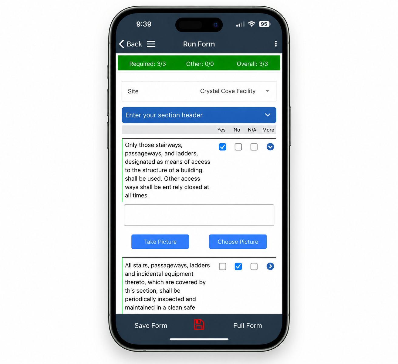 SSC Audit and Inspection Forms shown on devices in an industrial work environment