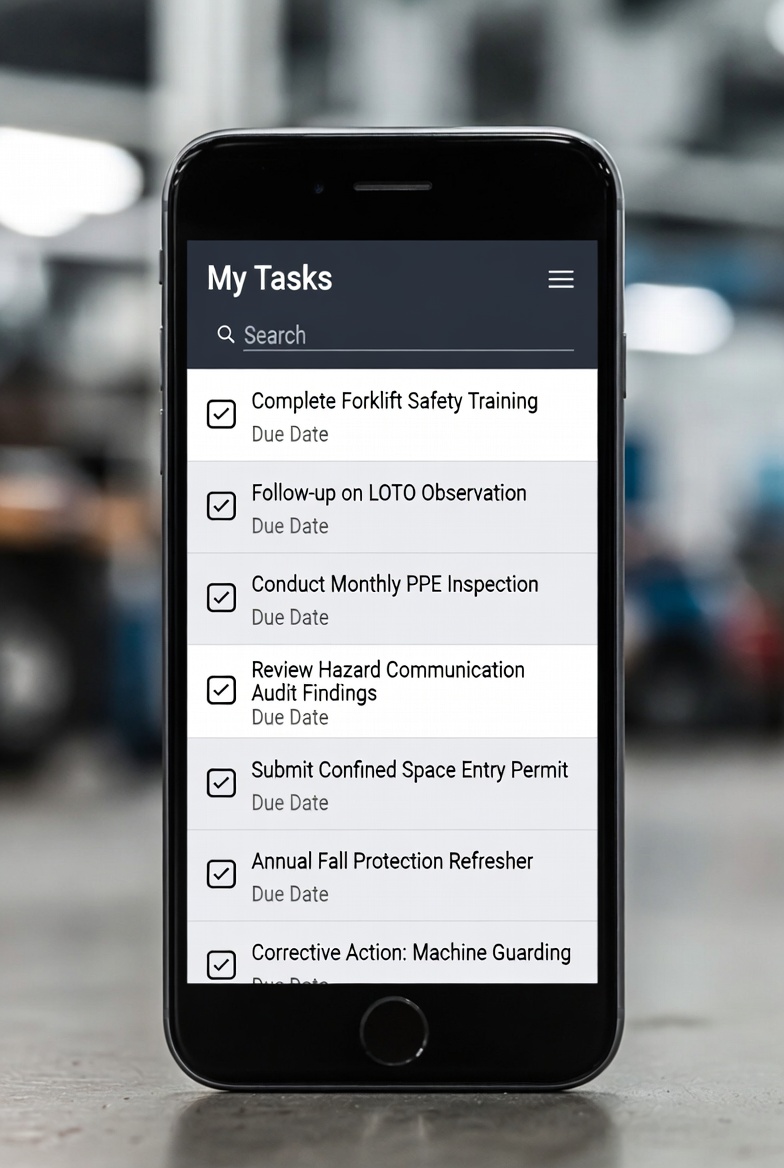 Safety task management on mobile in Simple Safety Coach